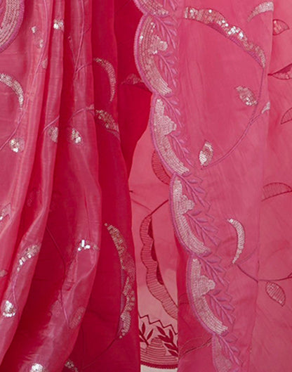 Pink Tissue Silk Sequence Embroidery Saree
