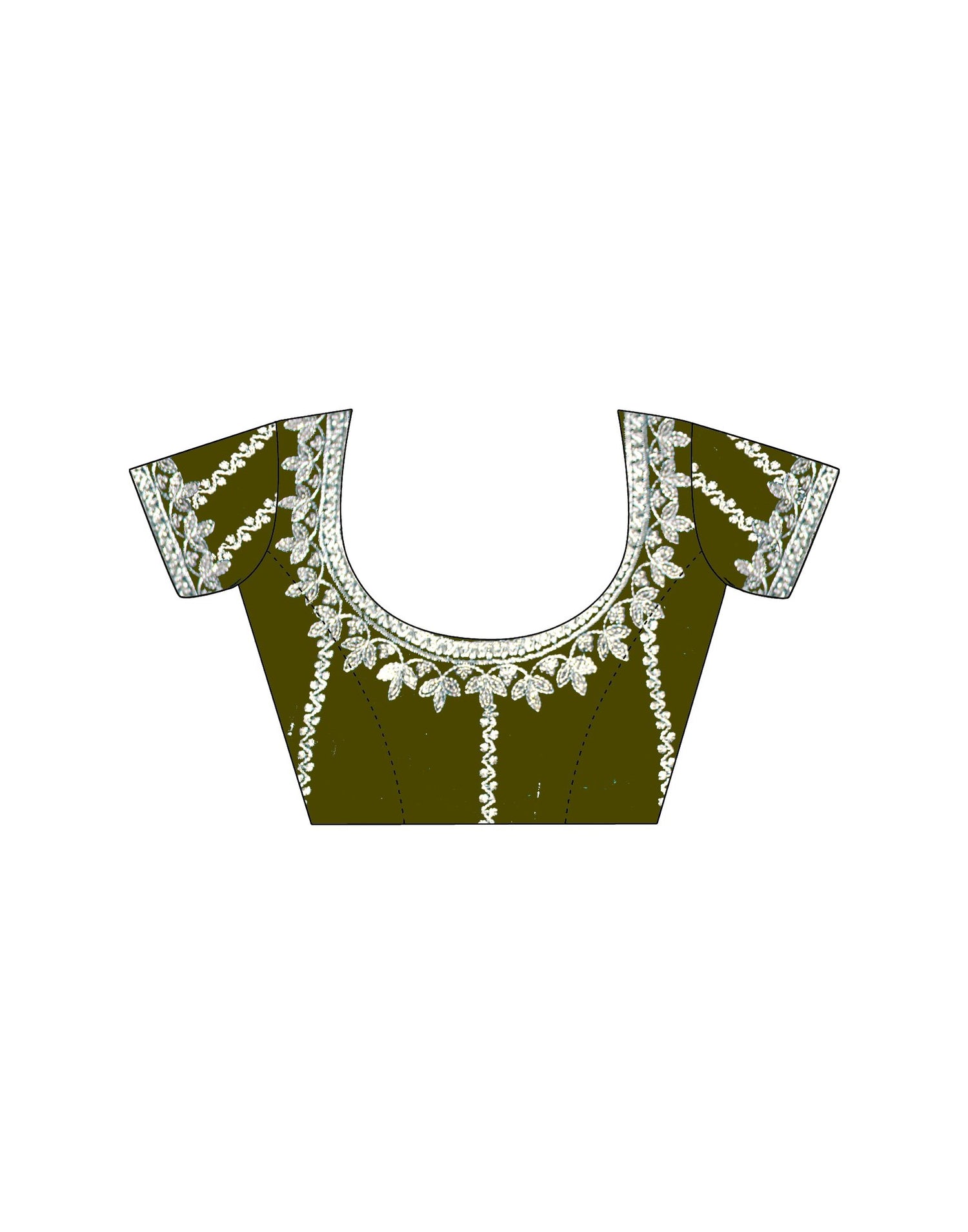 Olive Green Tissue Silk Sequence Embroidery Saree
