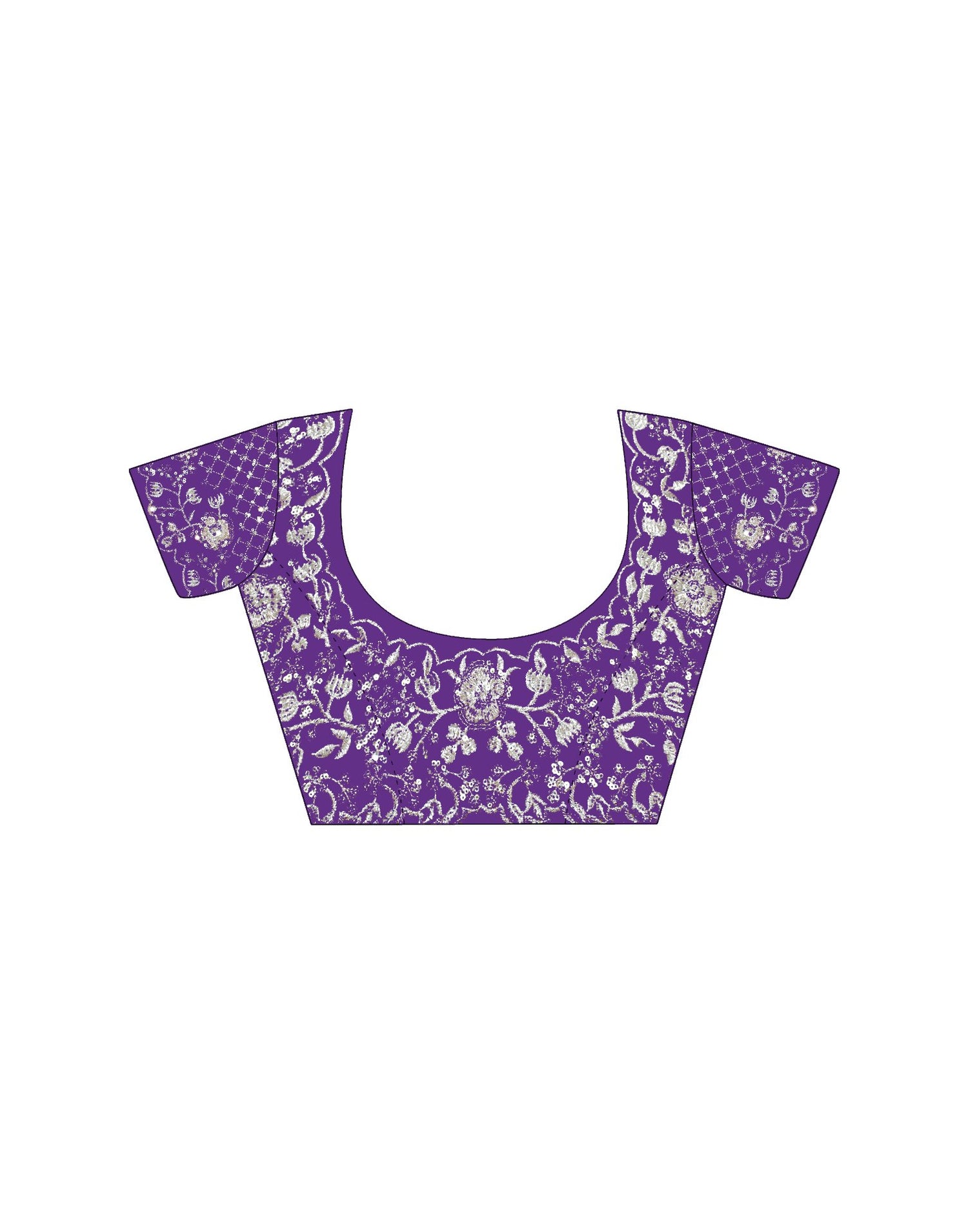 Purple Organza Embroidery Lace Saree