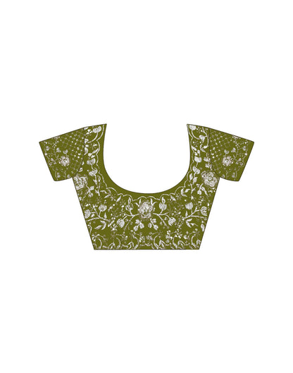 Green Organza Embroidery Lace Saree