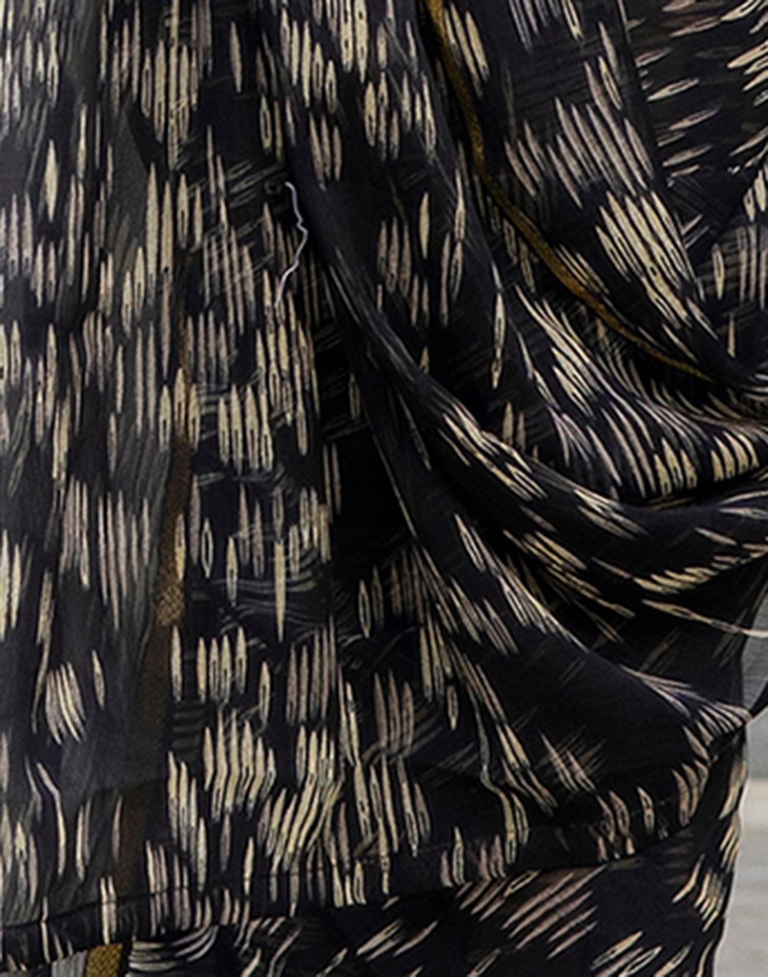 Black Chiffon Printed Saree