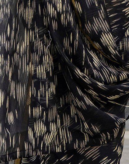 Black Chiffon Printed Saree