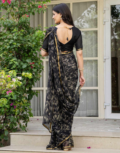 Black Chiffon Printed Saree