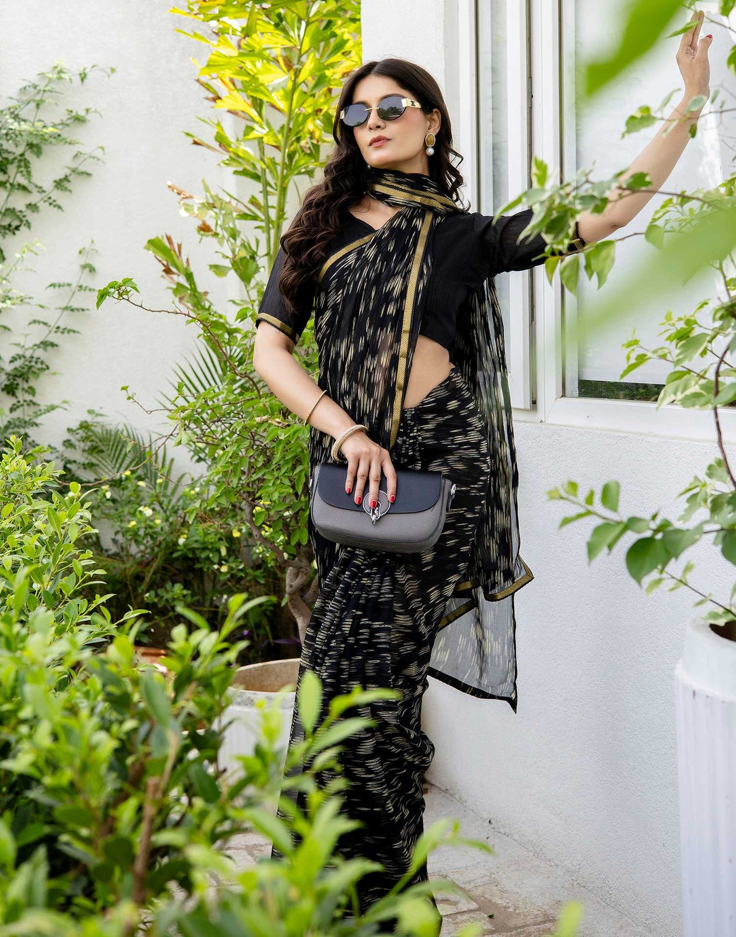 Black Chiffon Printed Saree