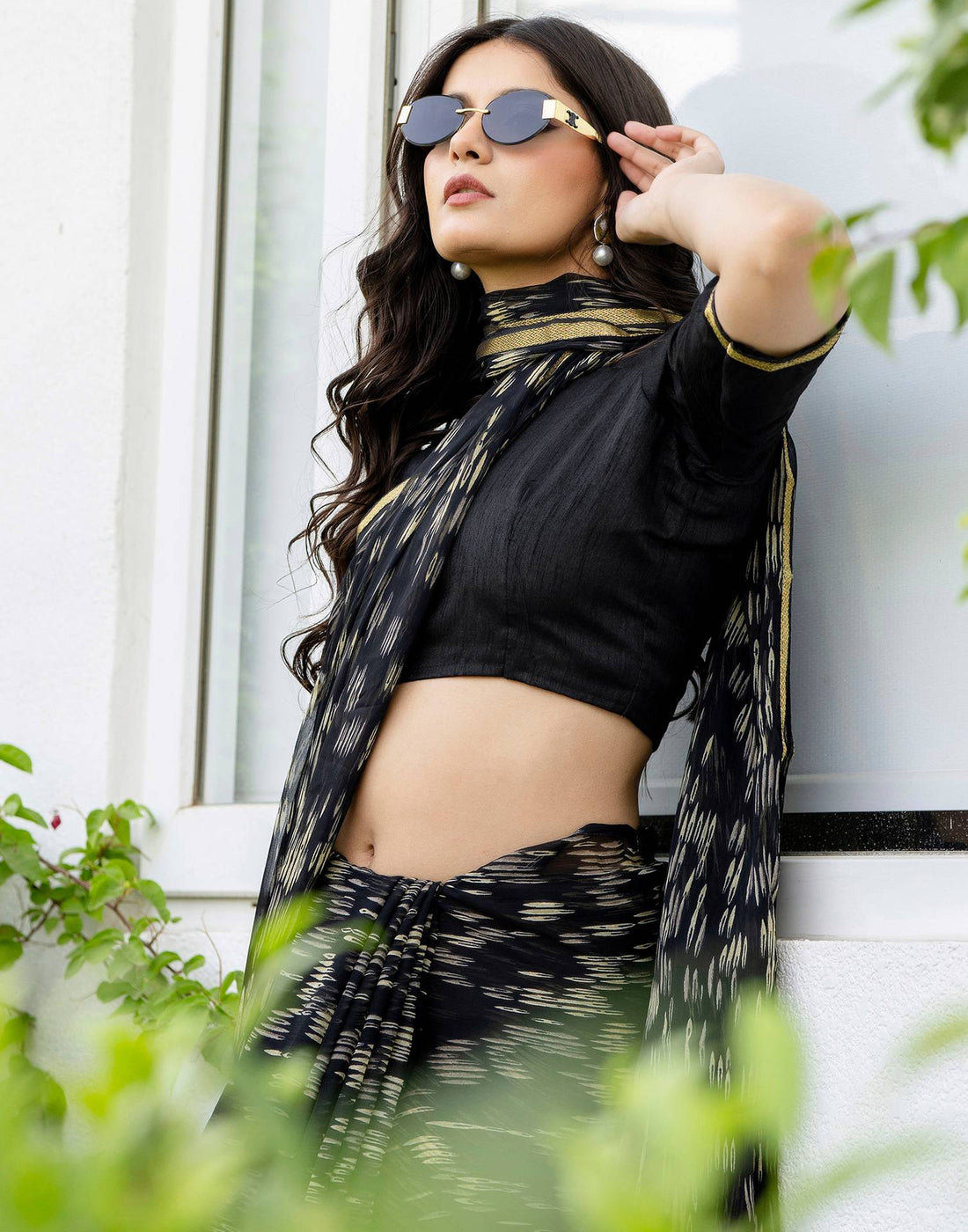 Black Chiffon Printed Saree