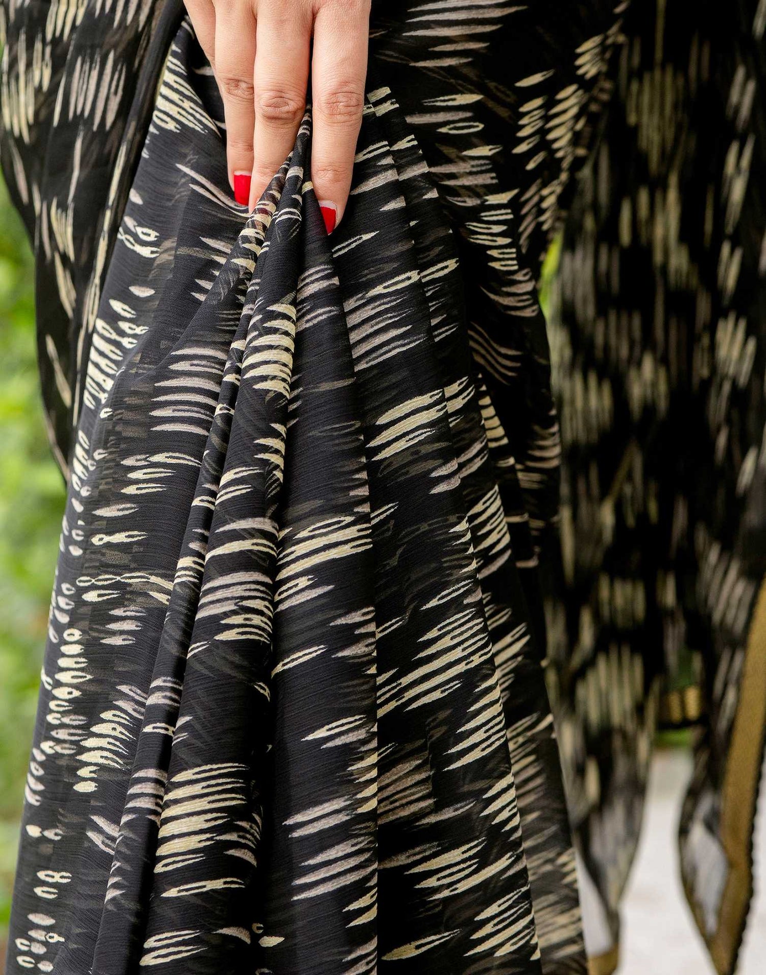 Black Chiffon Printed Saree