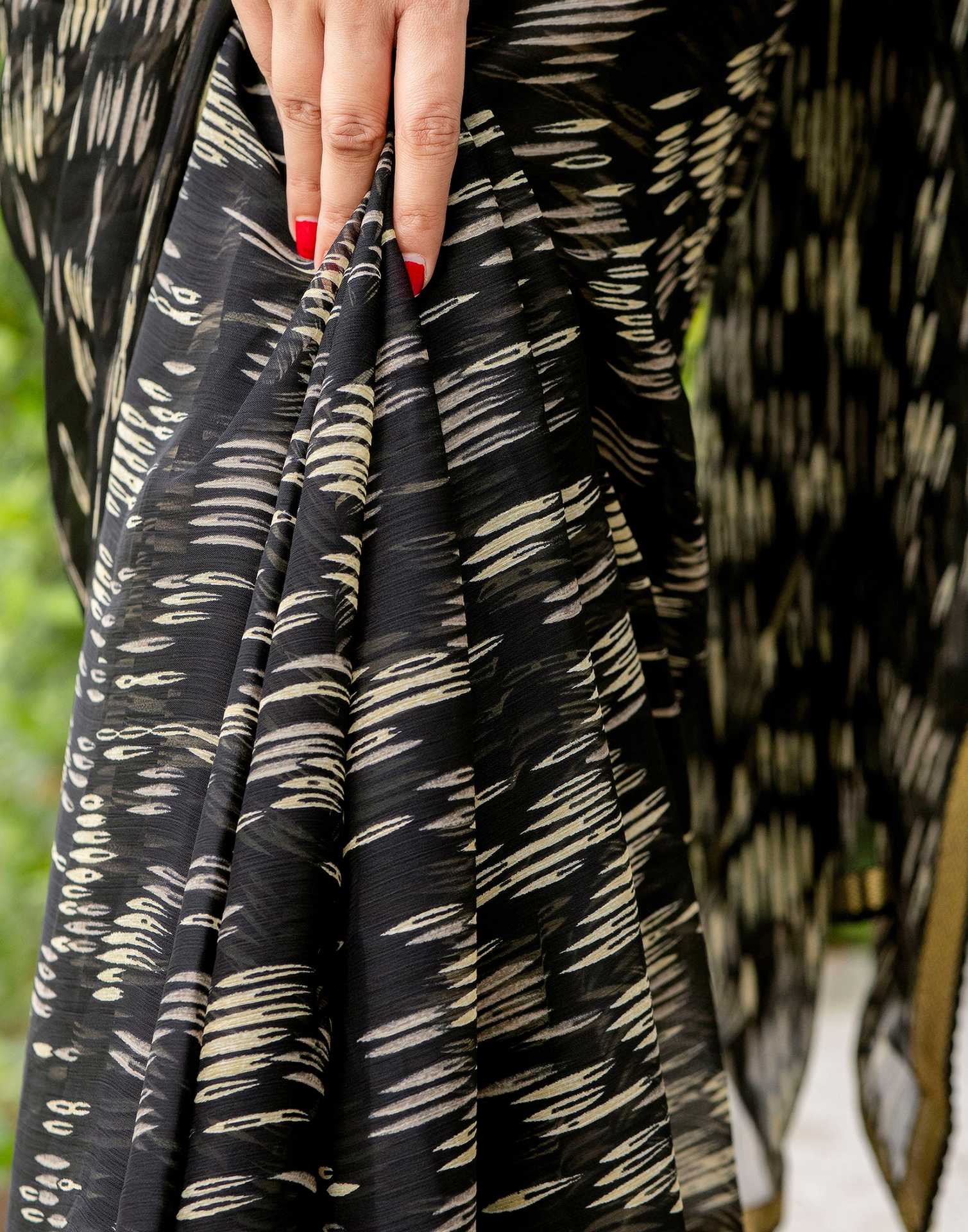 Black Chiffon Printed Saree