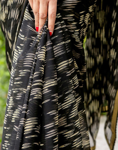 Black Chiffon Printed Saree