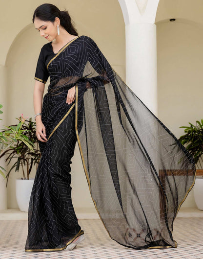 Black Chiffon Printed Saree