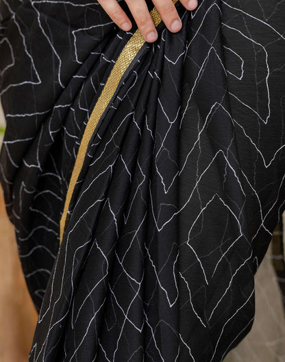 Black Chiffon Printed Saree