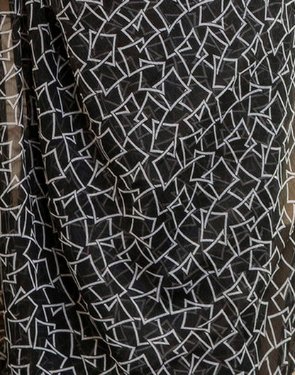 Black Chiffon Printed Saree
