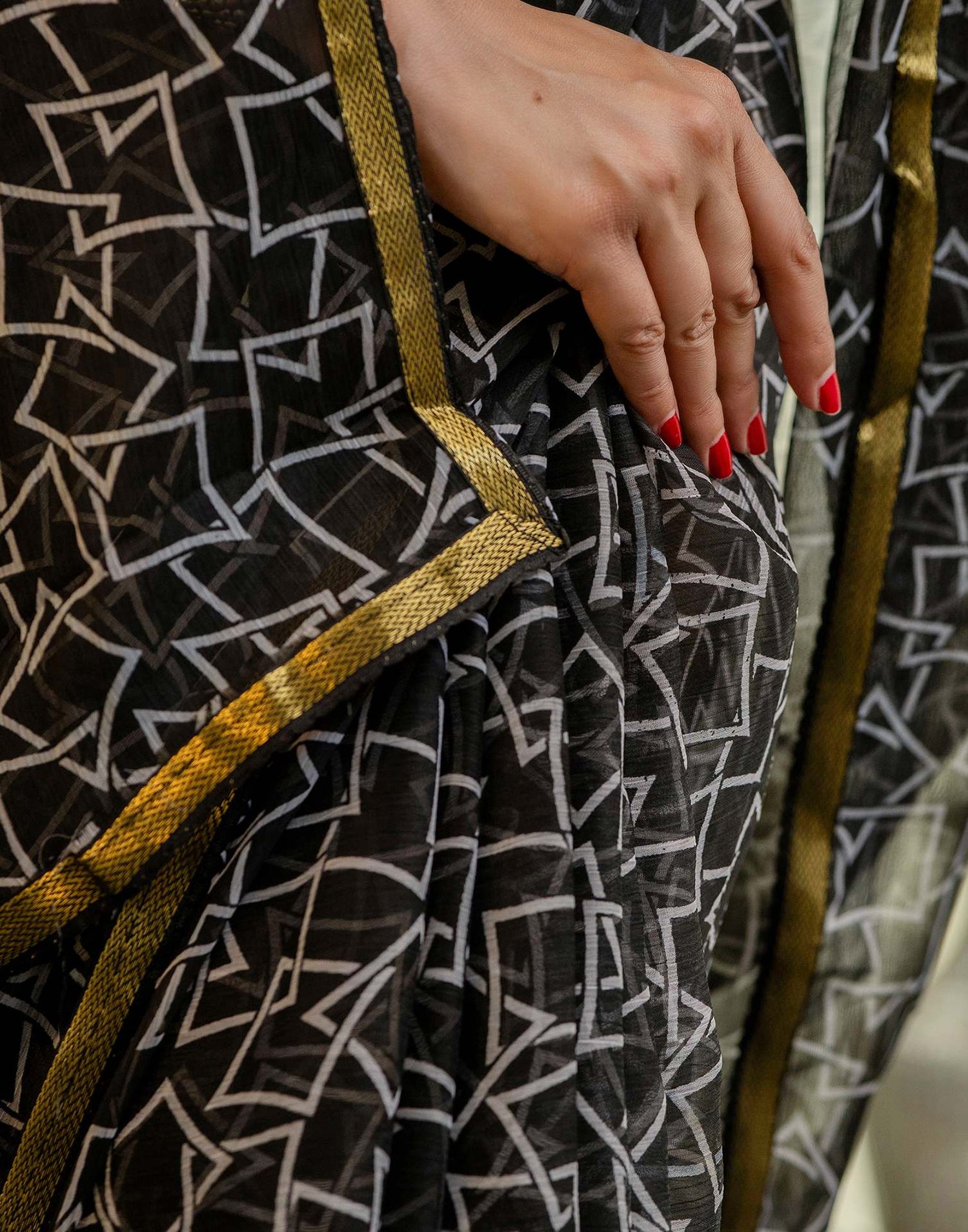 Black Chiffon Printed Saree