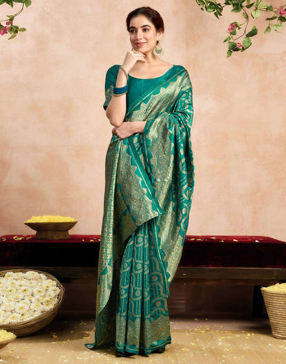 Teal Green Silk Woven Saree