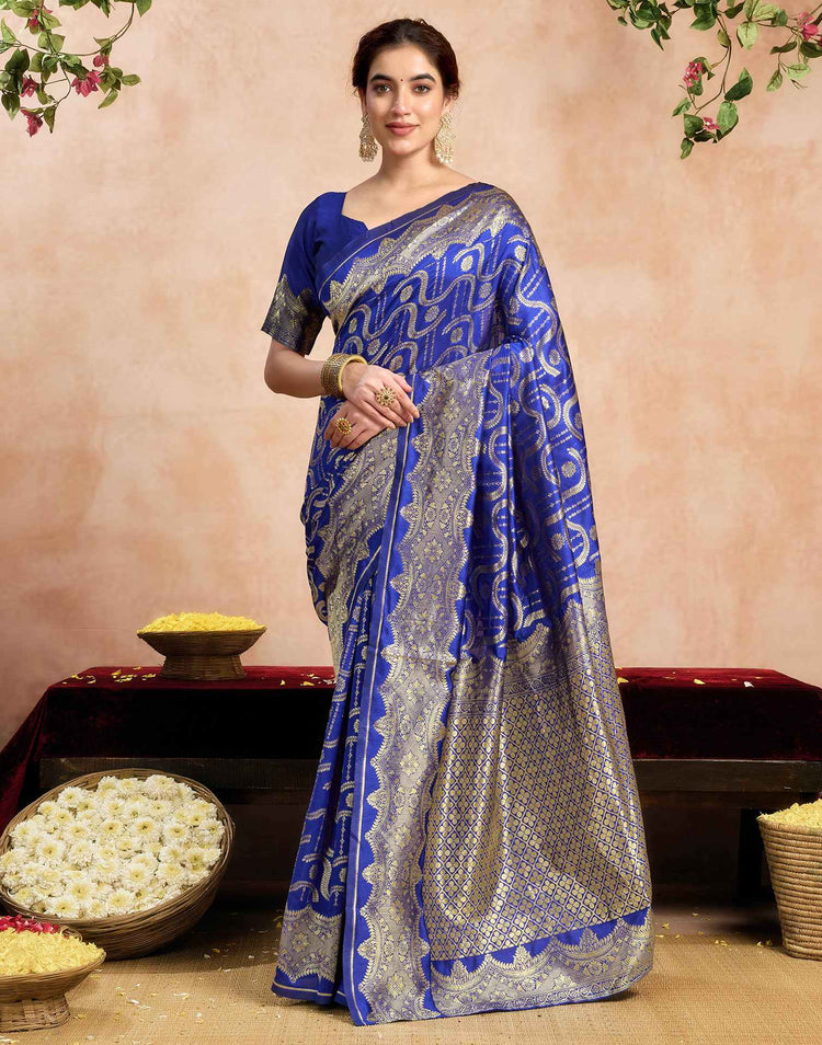 Royal Blue Silk Woven Banarasi Saree