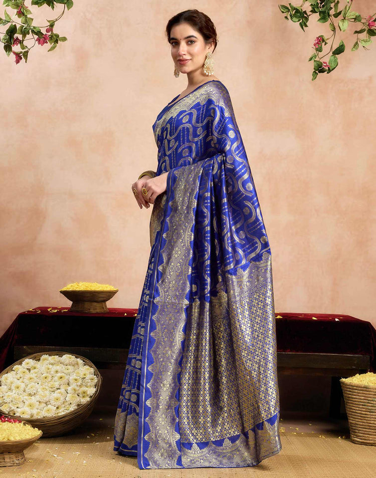 Royal Blue Silk Woven Banarasi Saree