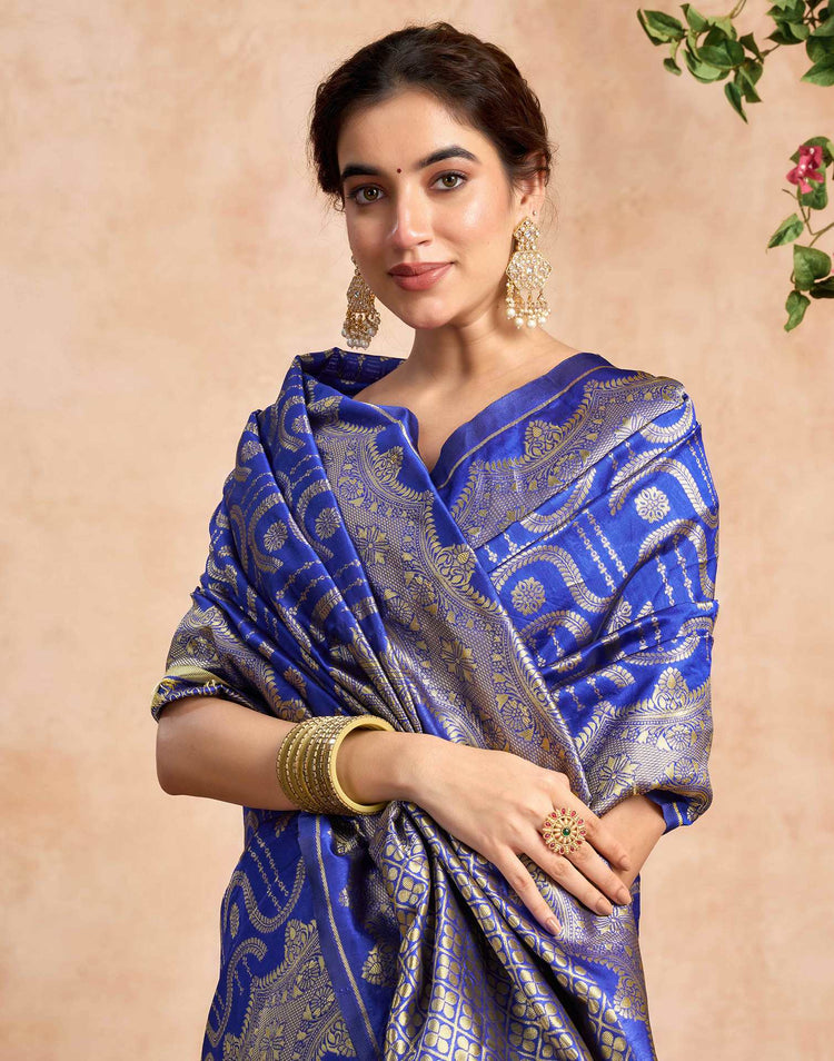 Royal Blue Silk Woven Banarasi Saree