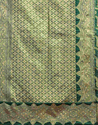 Dark Green Silk Woven Saree
