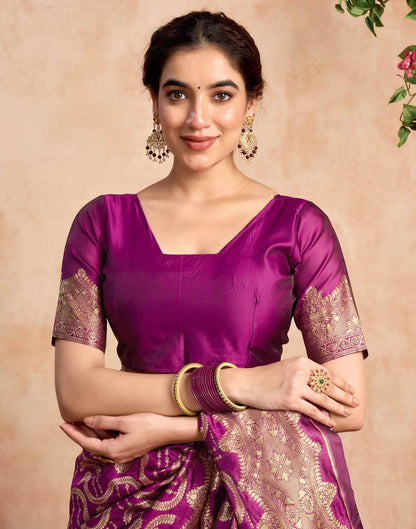 Magenta Silk Woven Saree