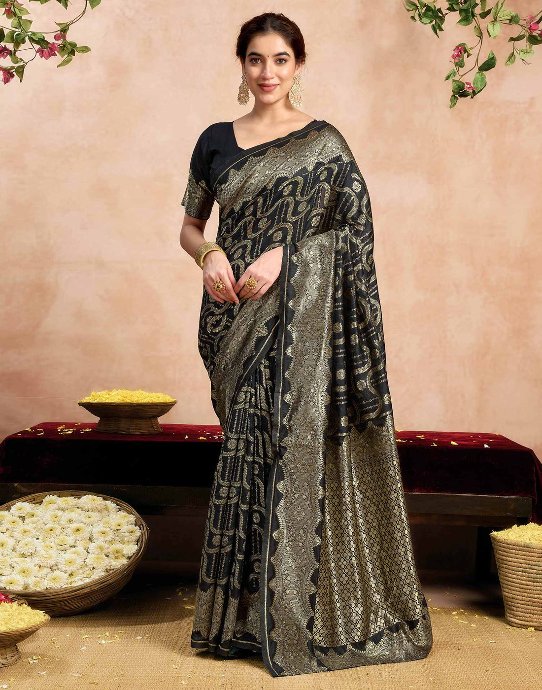 Black Silk Woven Saree