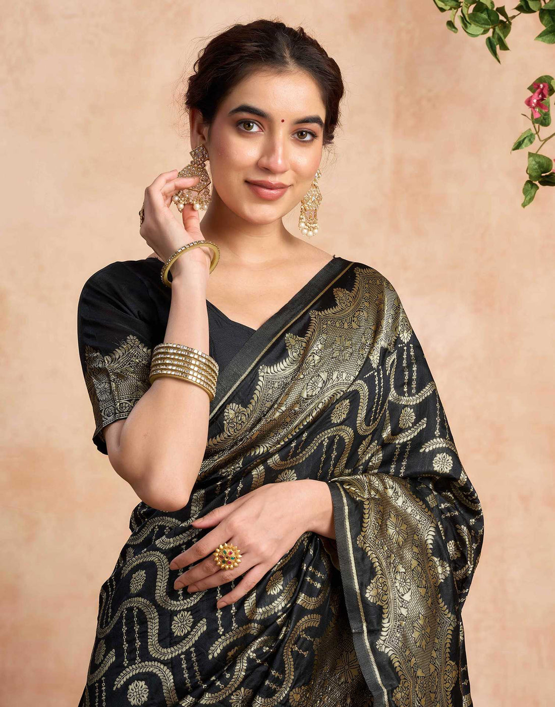 Black Silk Woven Saree