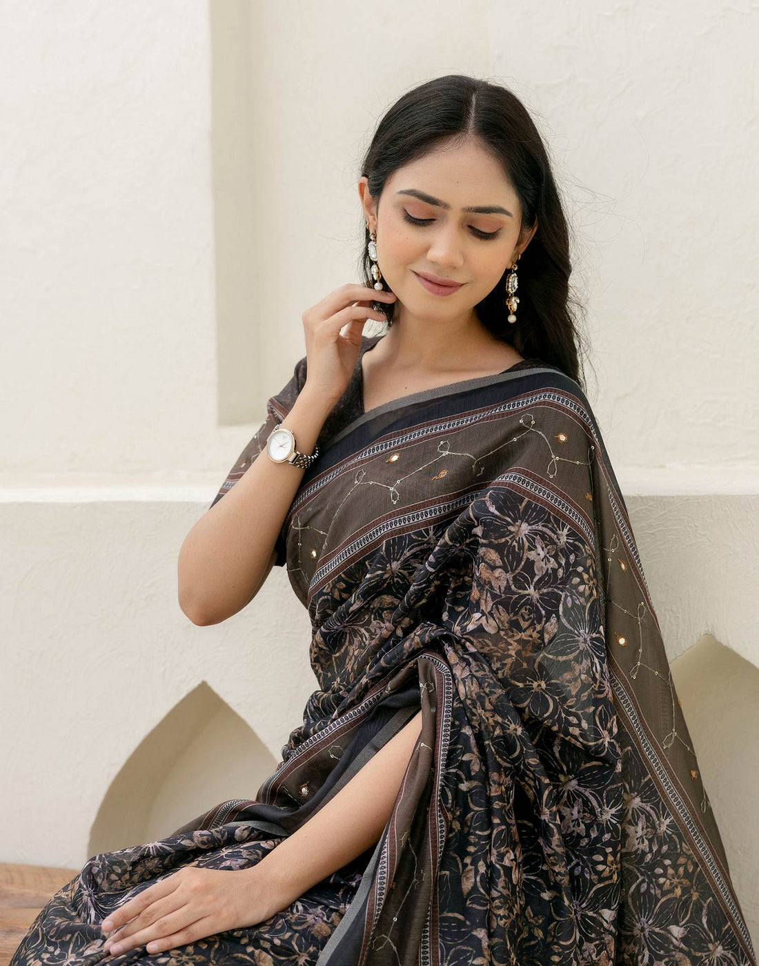 Multicoloured Cotton Embroidery Printed Saree