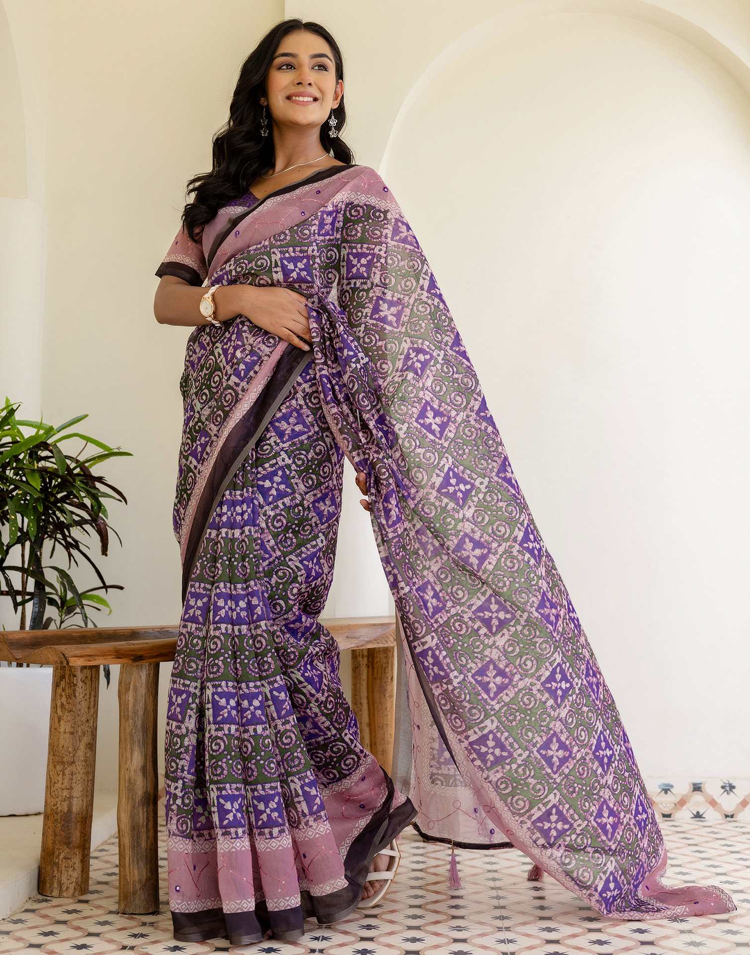 Green Cotton Embroidery Printed Saree