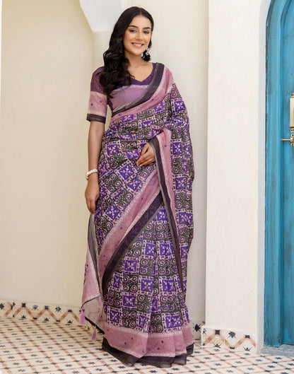Green Cotton Embroidery Printed Saree