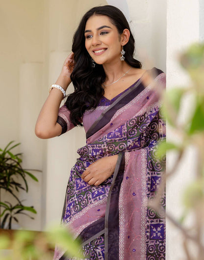 Green Cotton Embroidery Printed Saree