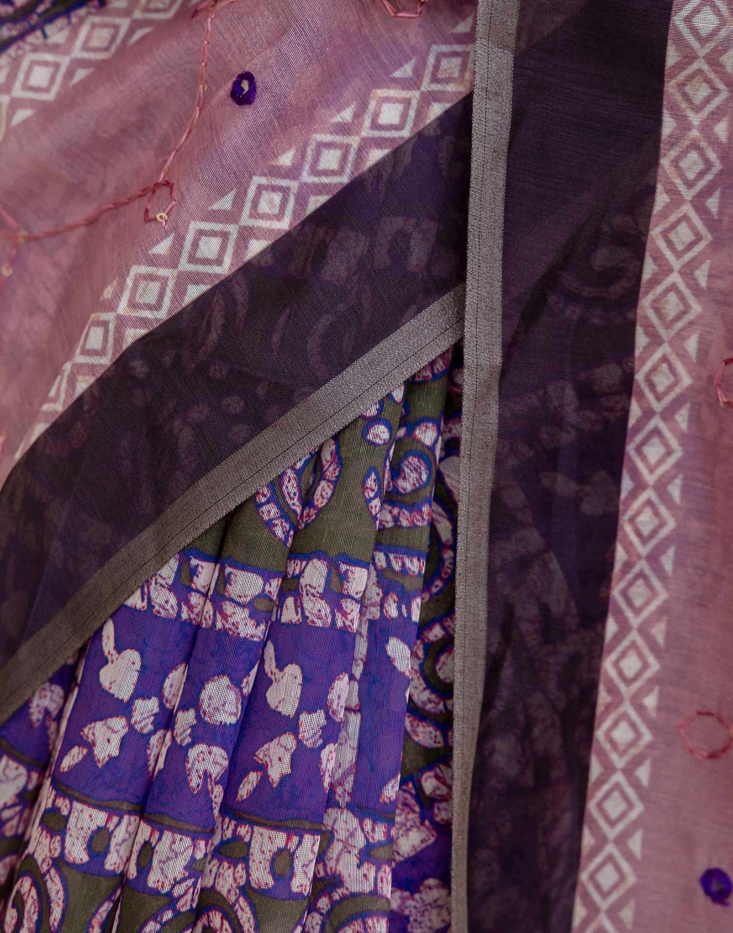 Green Cotton Embroidery Printed Saree