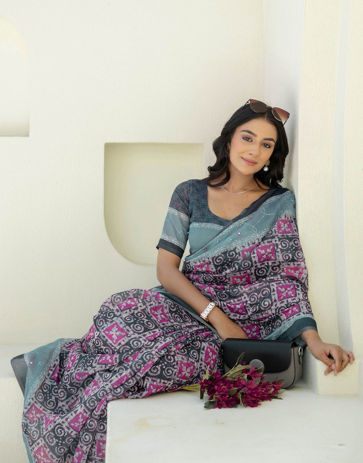 Green Cotton Embroidery Printed Saree
