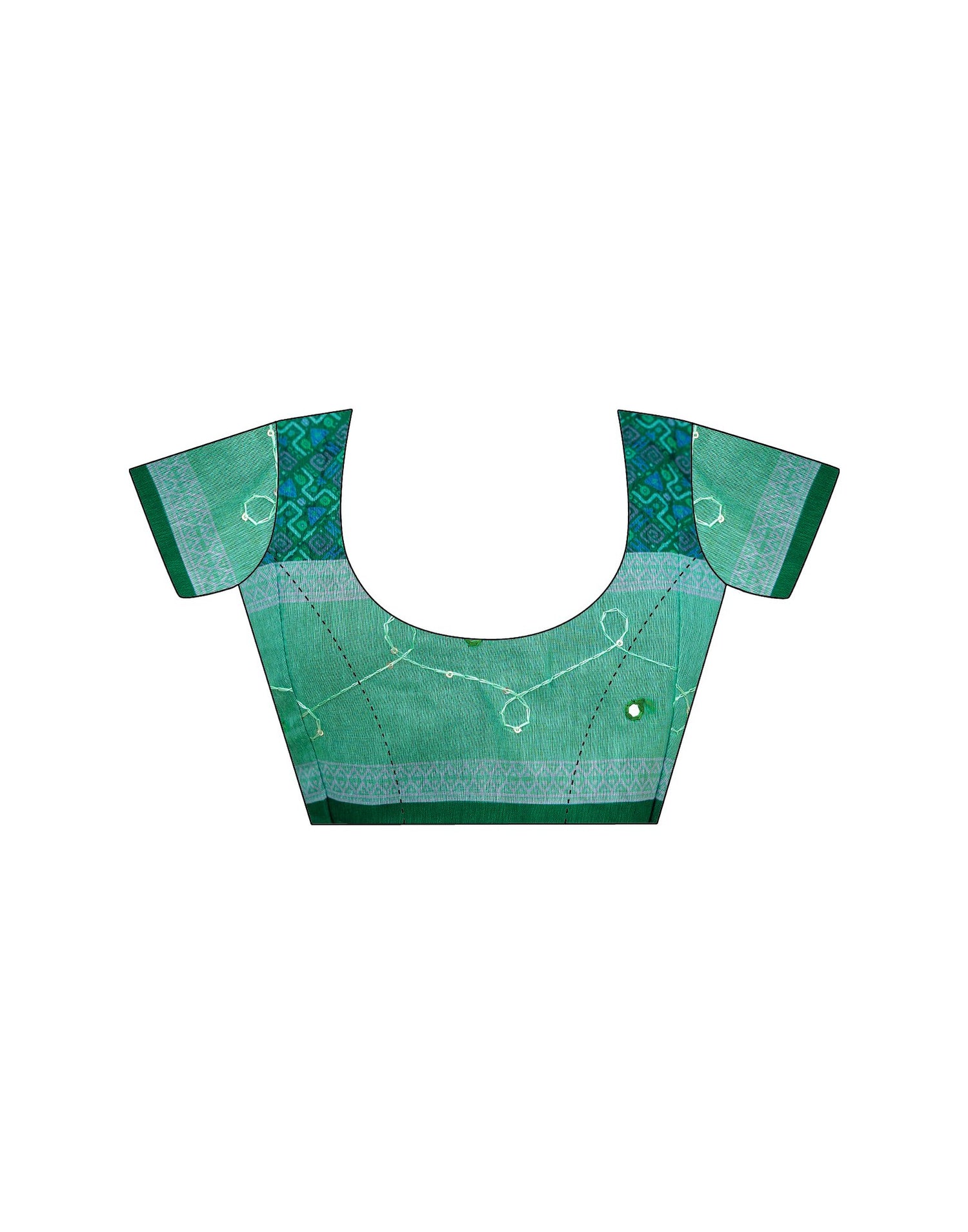Green Cotton Embroidery Printed Saree