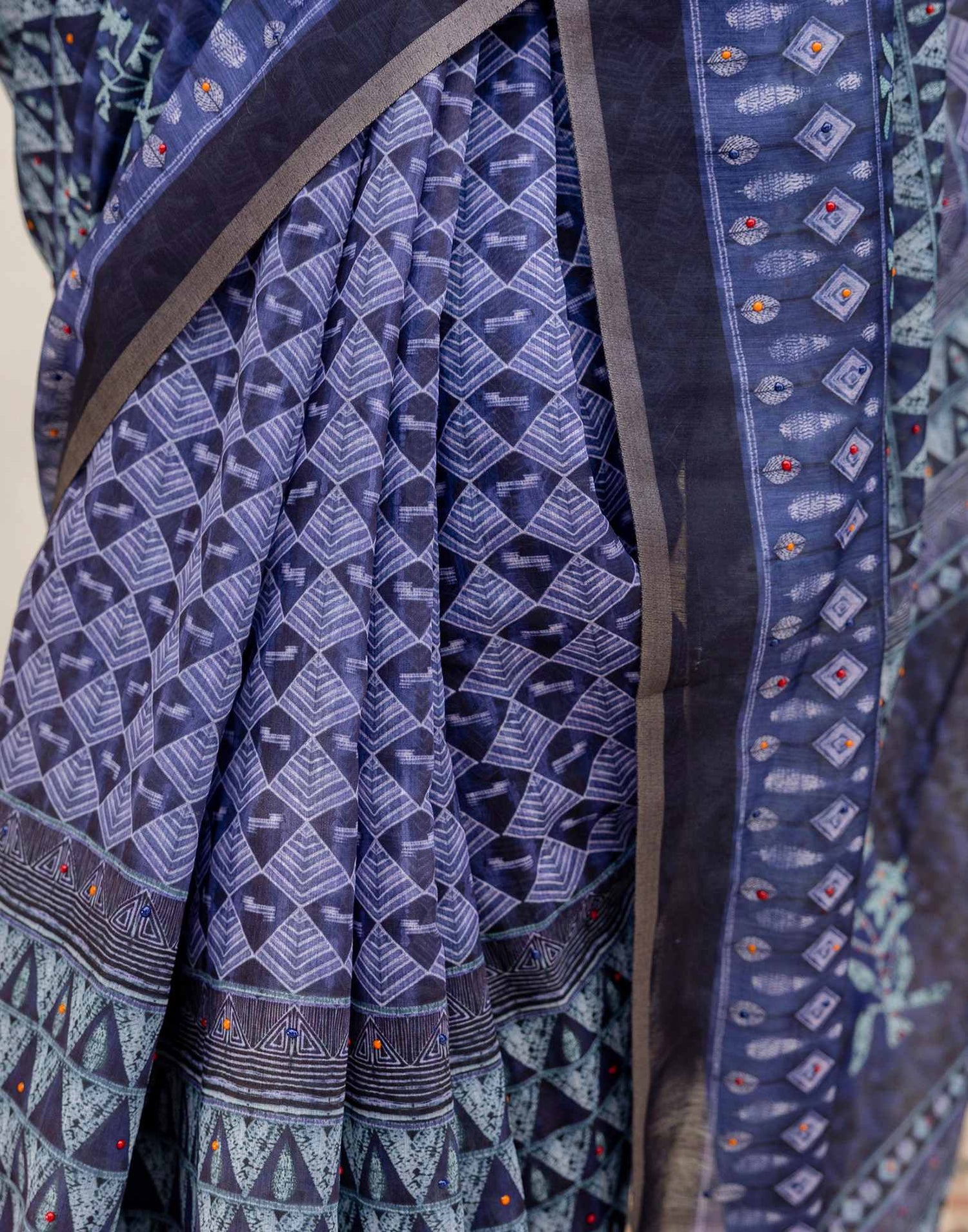 Black Cotton Printed Saree