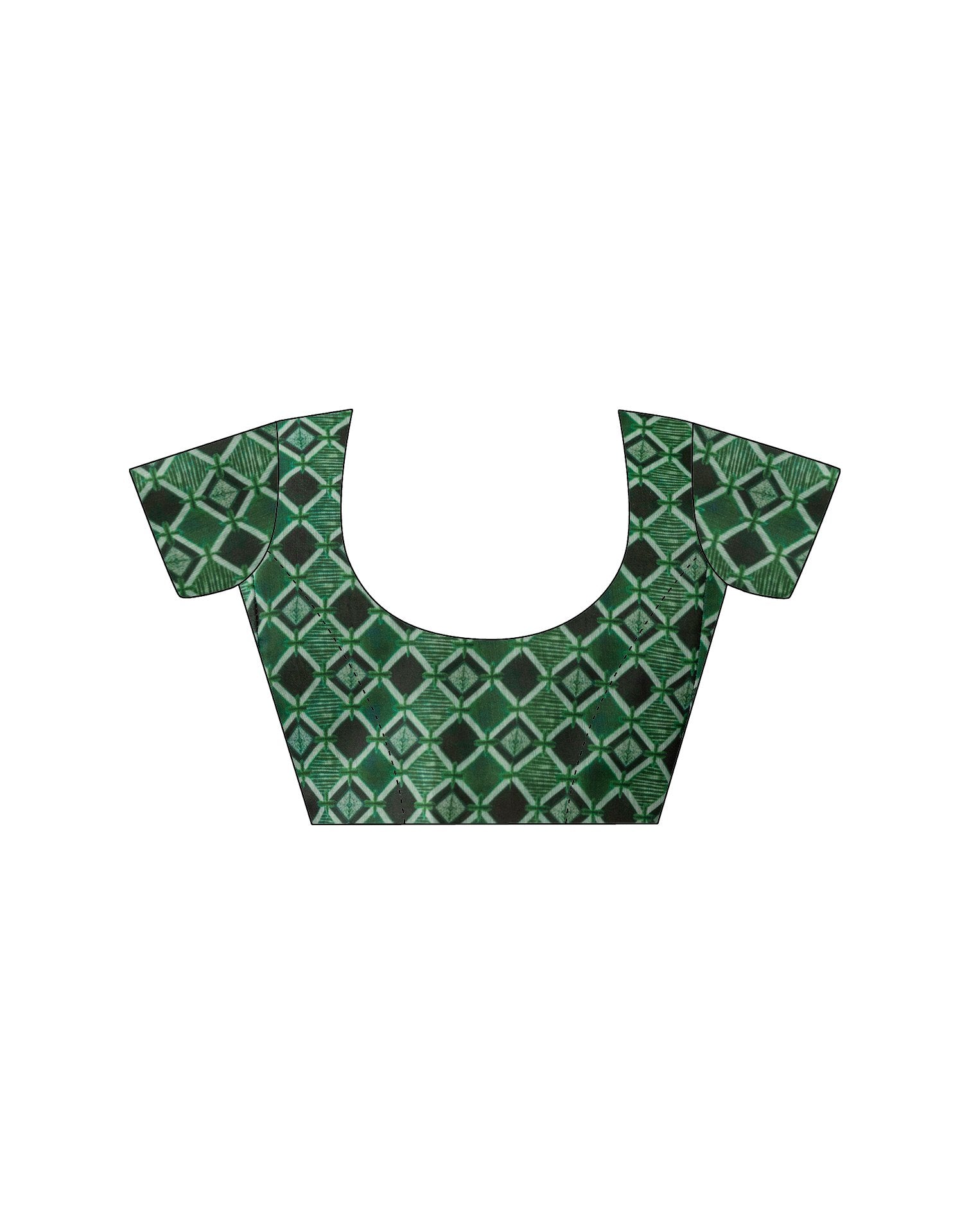 Green Cotton Printed Saree