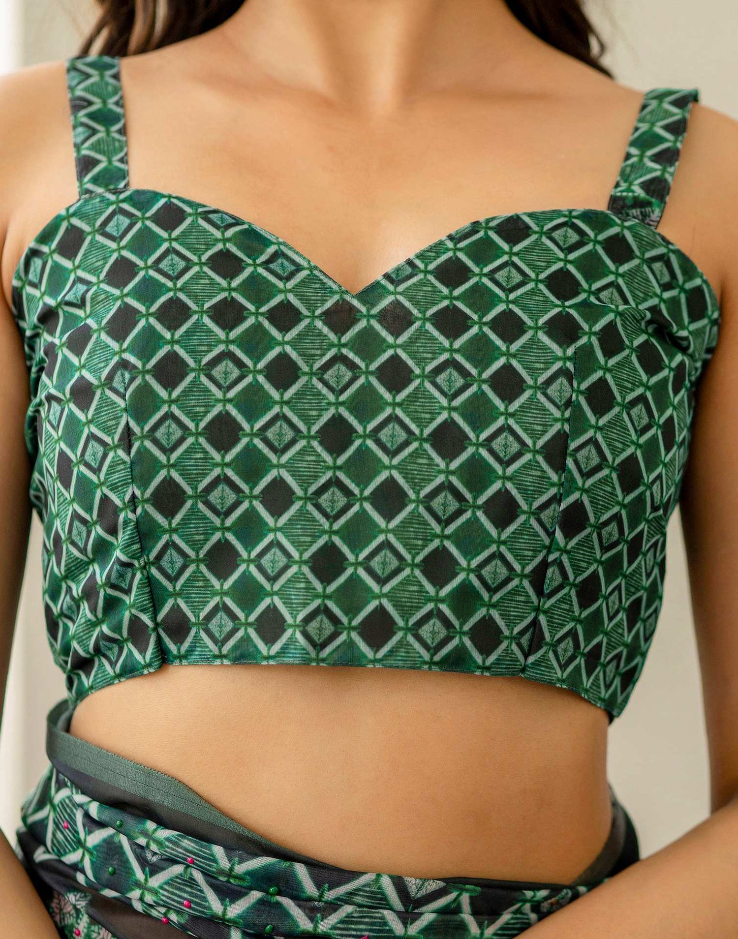 Green Cotton Printed Saree