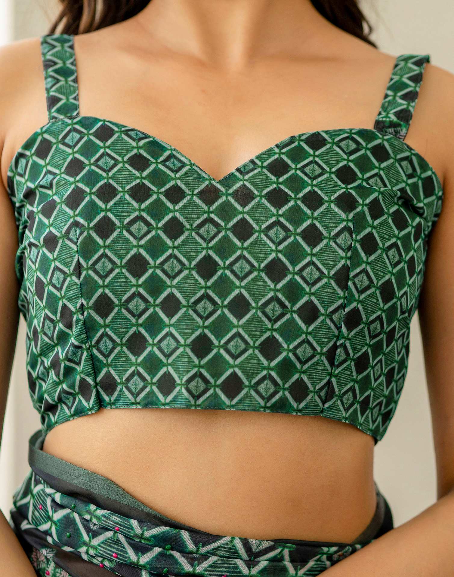 Green Cotton Printed Saree