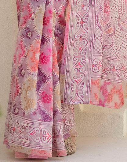 Mauve Cotton Printed Woven Saree