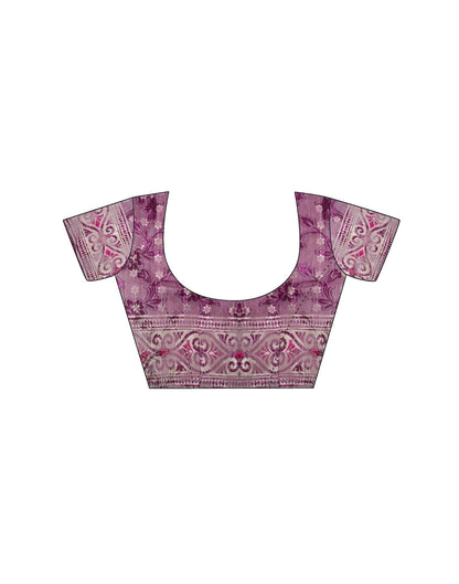 Mauve Cotton Printed Woven Saree