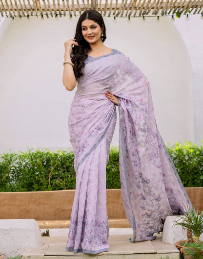 Pink Cotton Floral Printed Saree