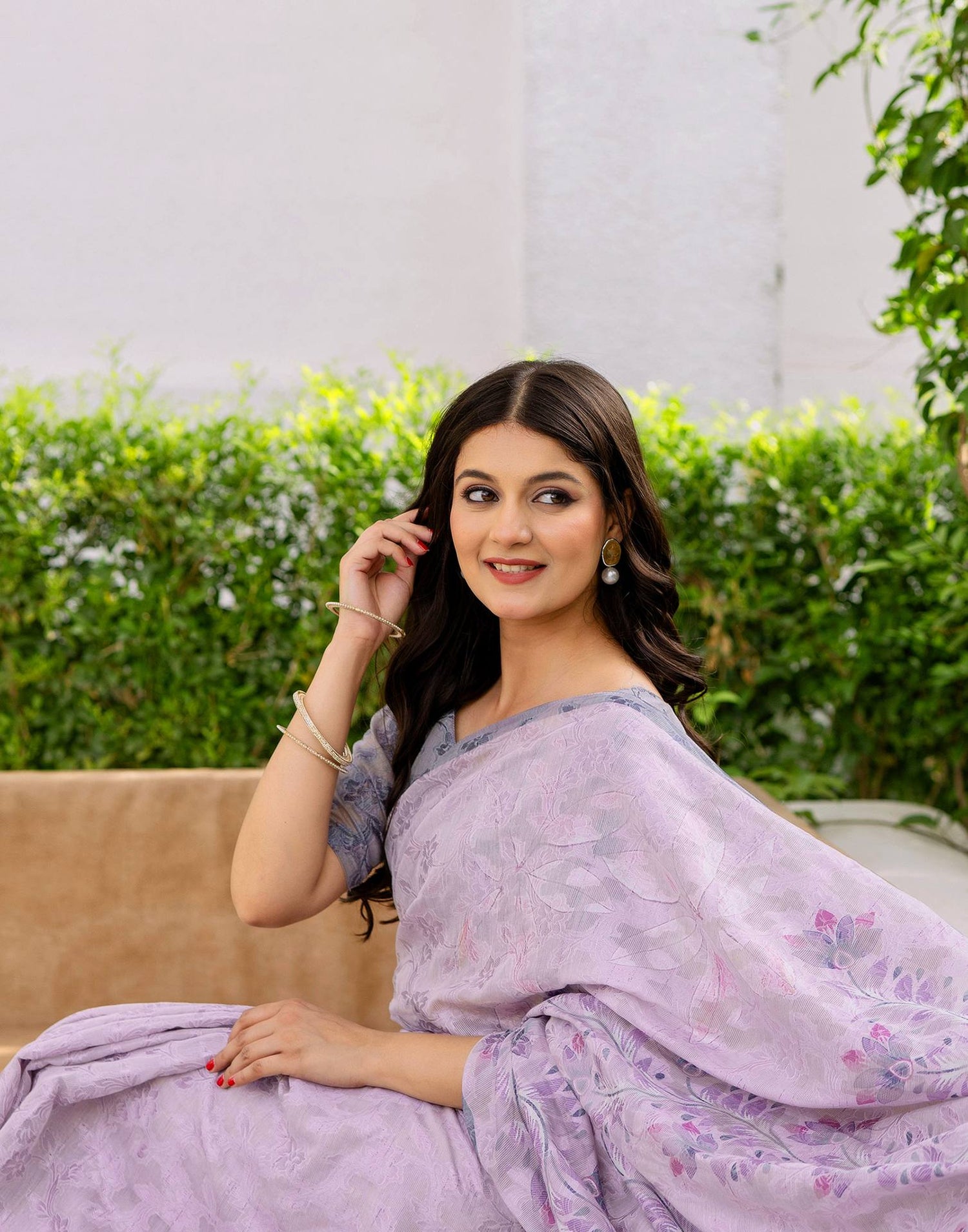 Pink Cotton Floral Printed Saree