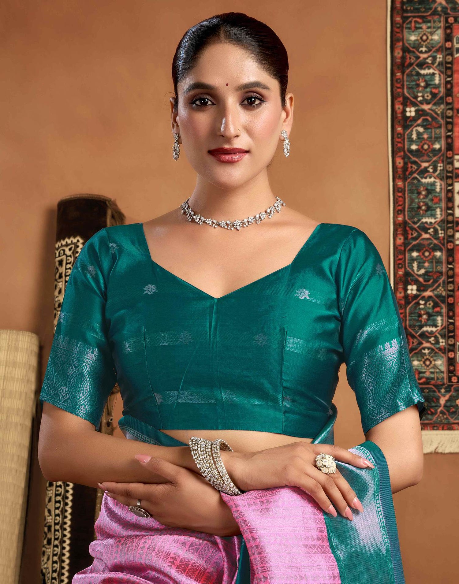 Pink Silk Woven Kanjivaram Saree