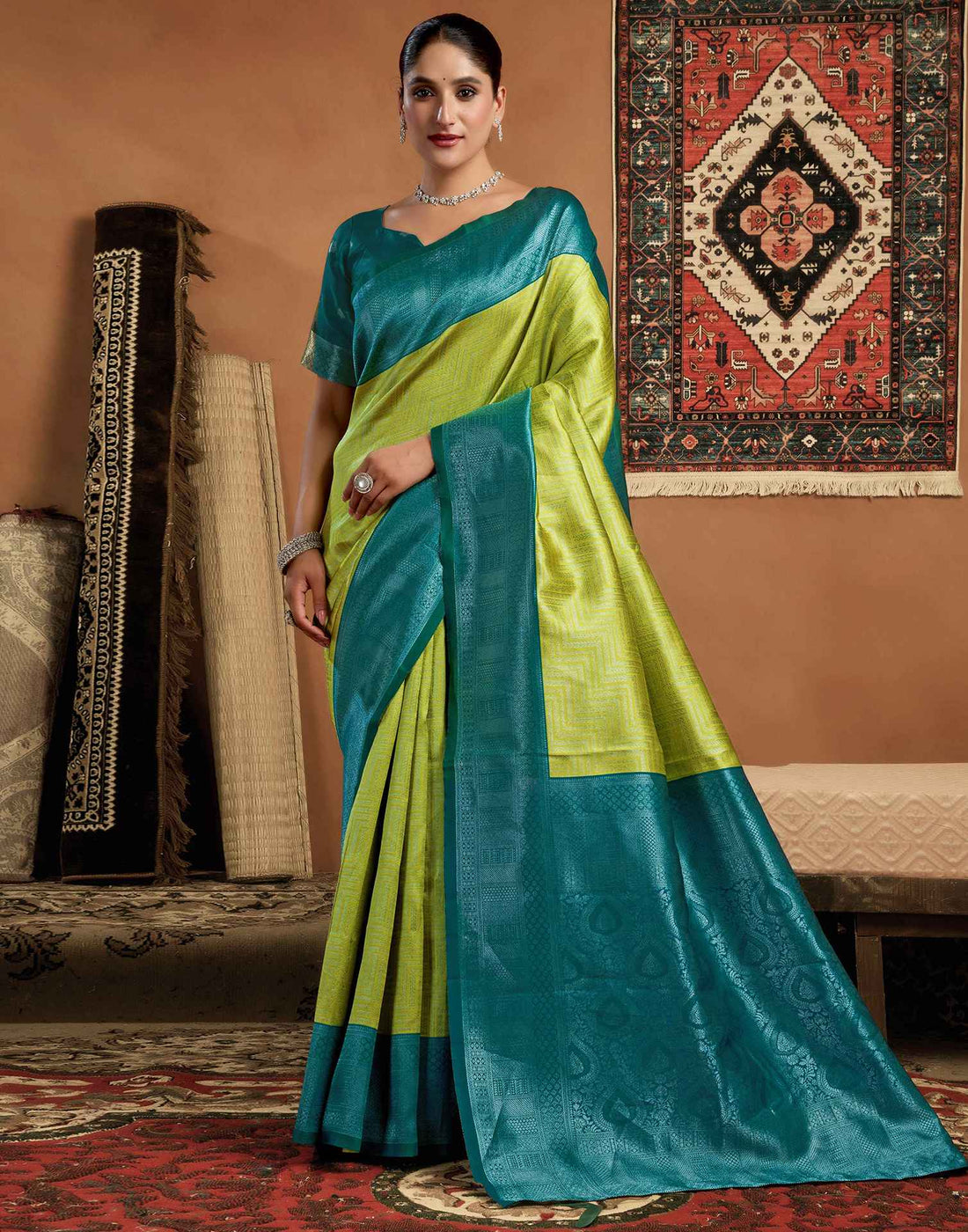 Green Silk Woven Kanjivaram Saree