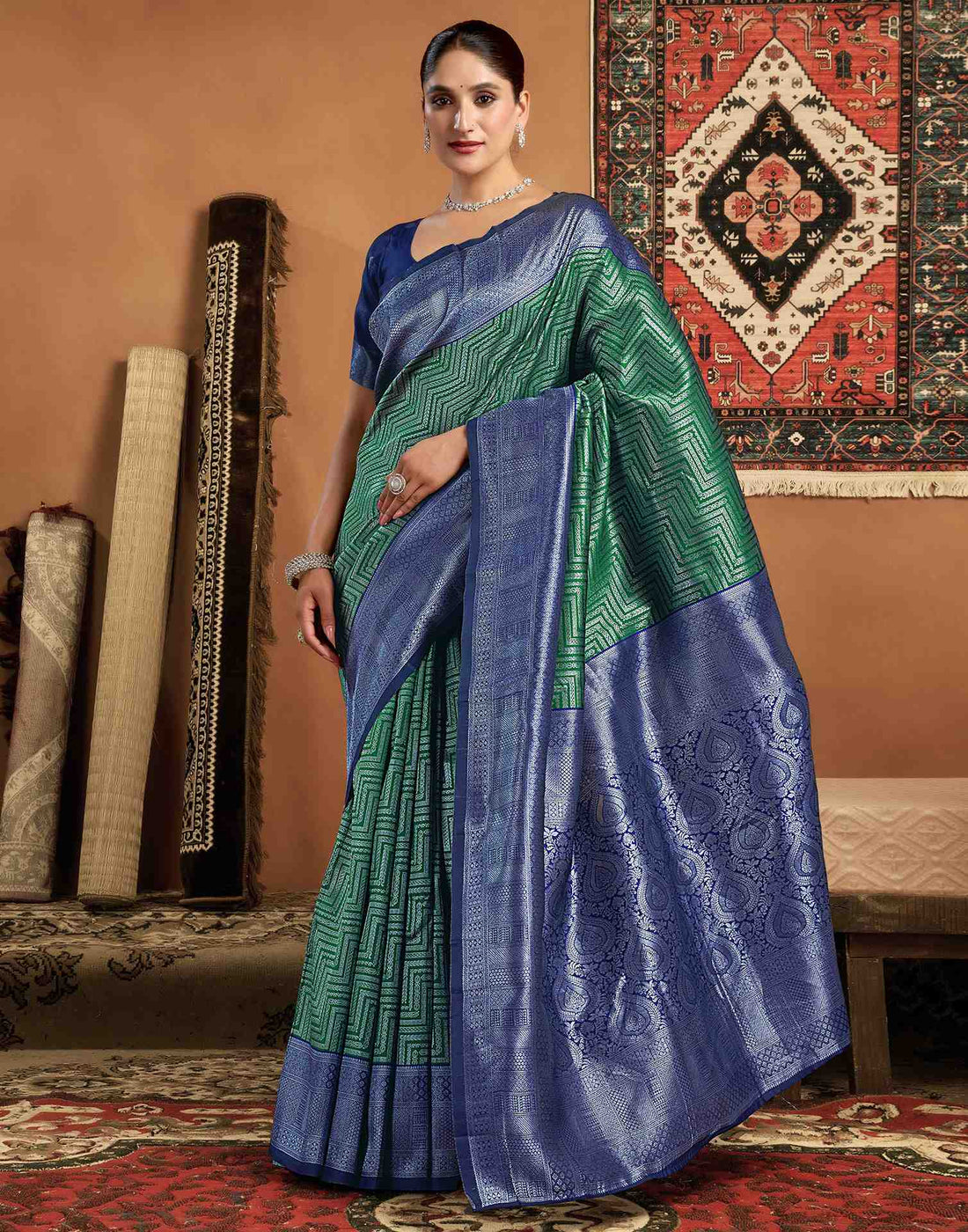 Green Silk Woven Kanjivaram Saree