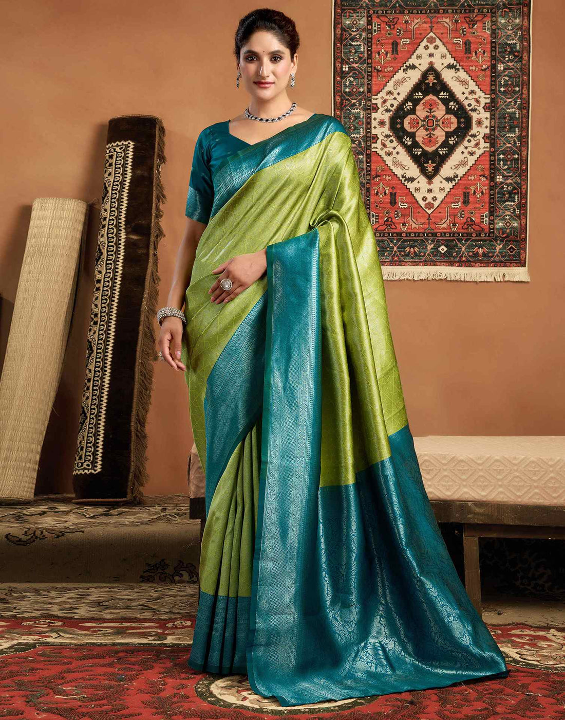 Green Silk Woven Kanjivaram Saree