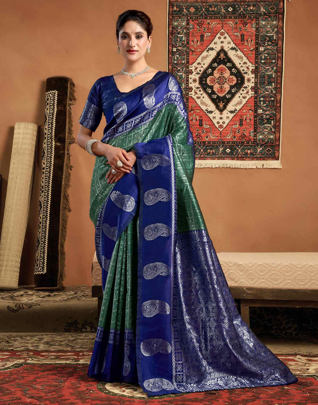 Green Silk Woven Kanjivaram Saree