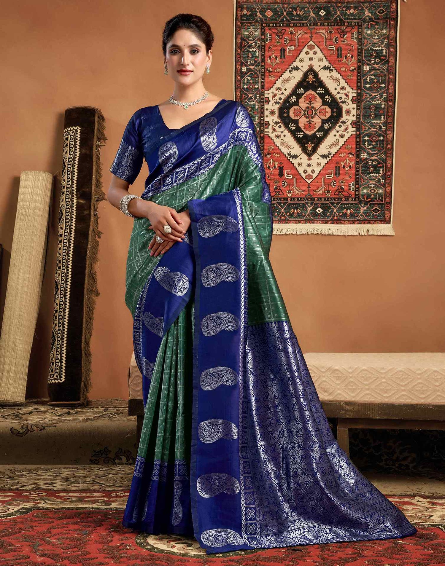 Green Silk Woven Kanjivaram Saree