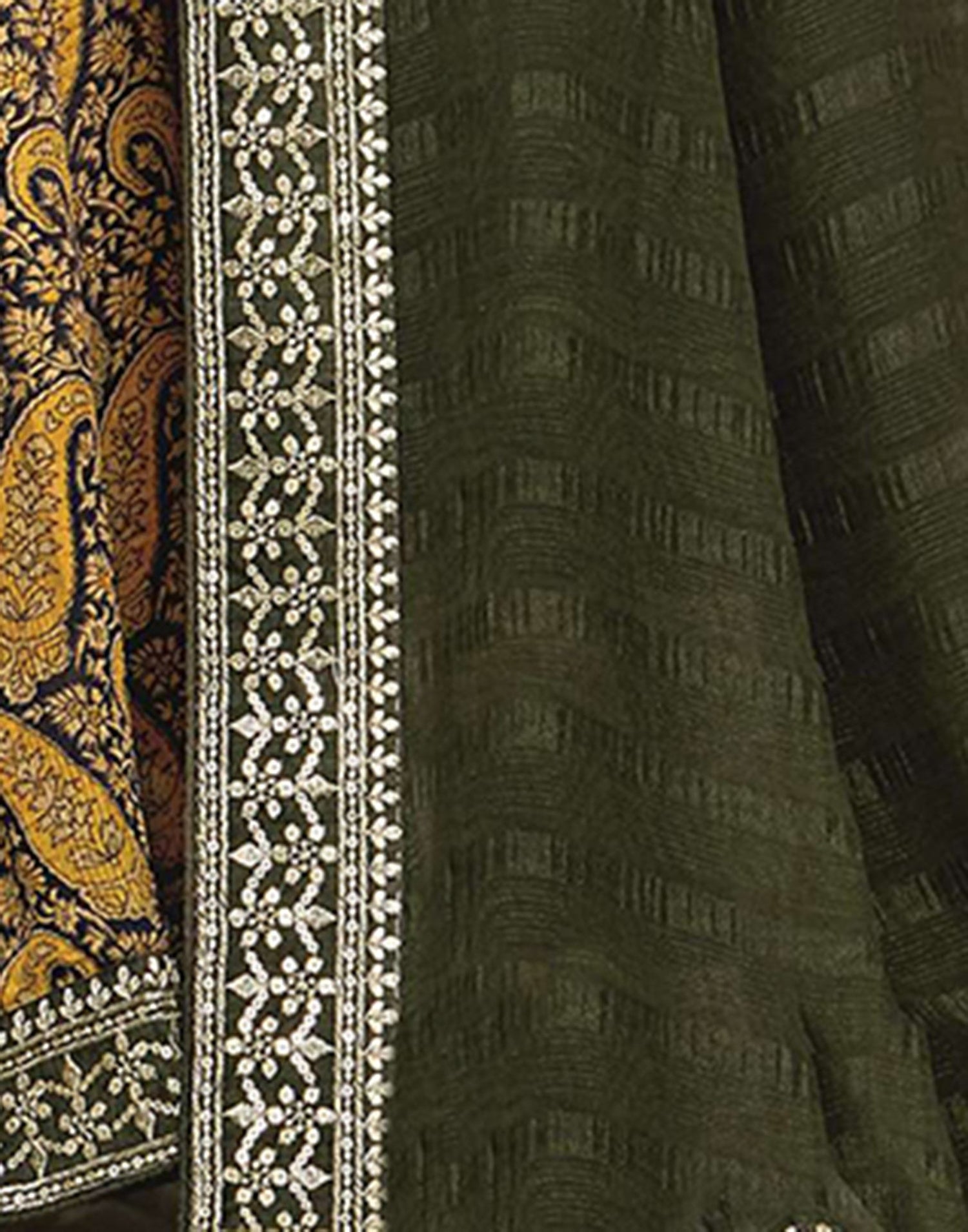 Dark Green Georgette Printed Saree