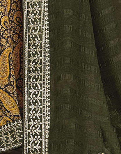 Dark Green Georgette Printed Saree