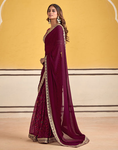 Maroon Georgette Printed Saree