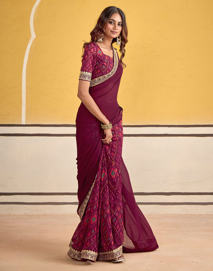 Maroon Georgette Printed Saree