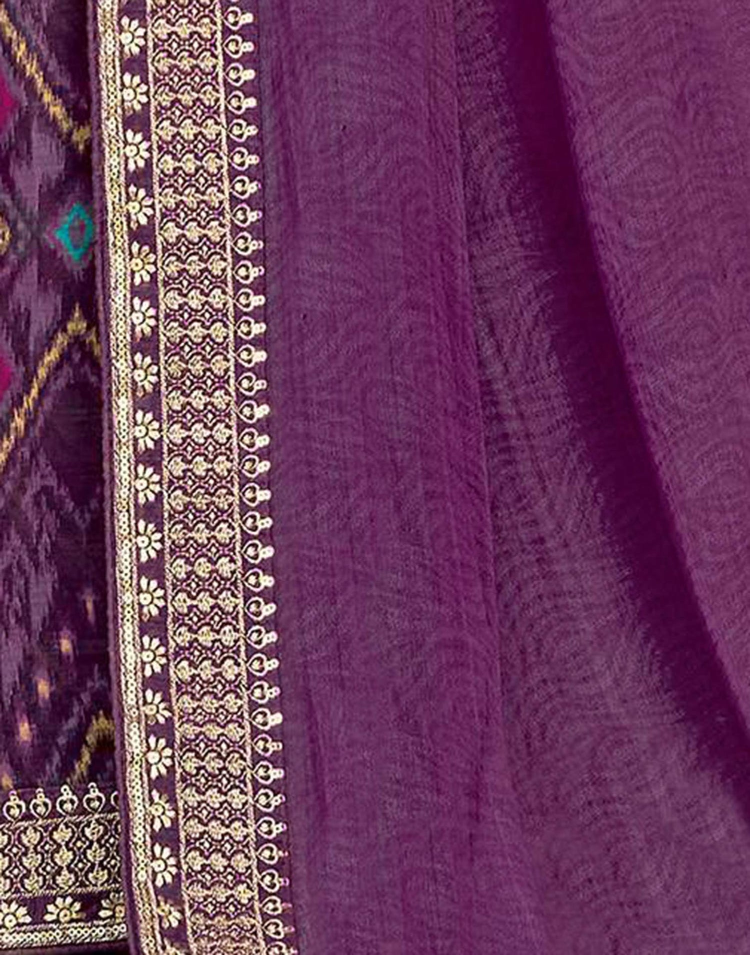 Purple Georgette Printed Saree